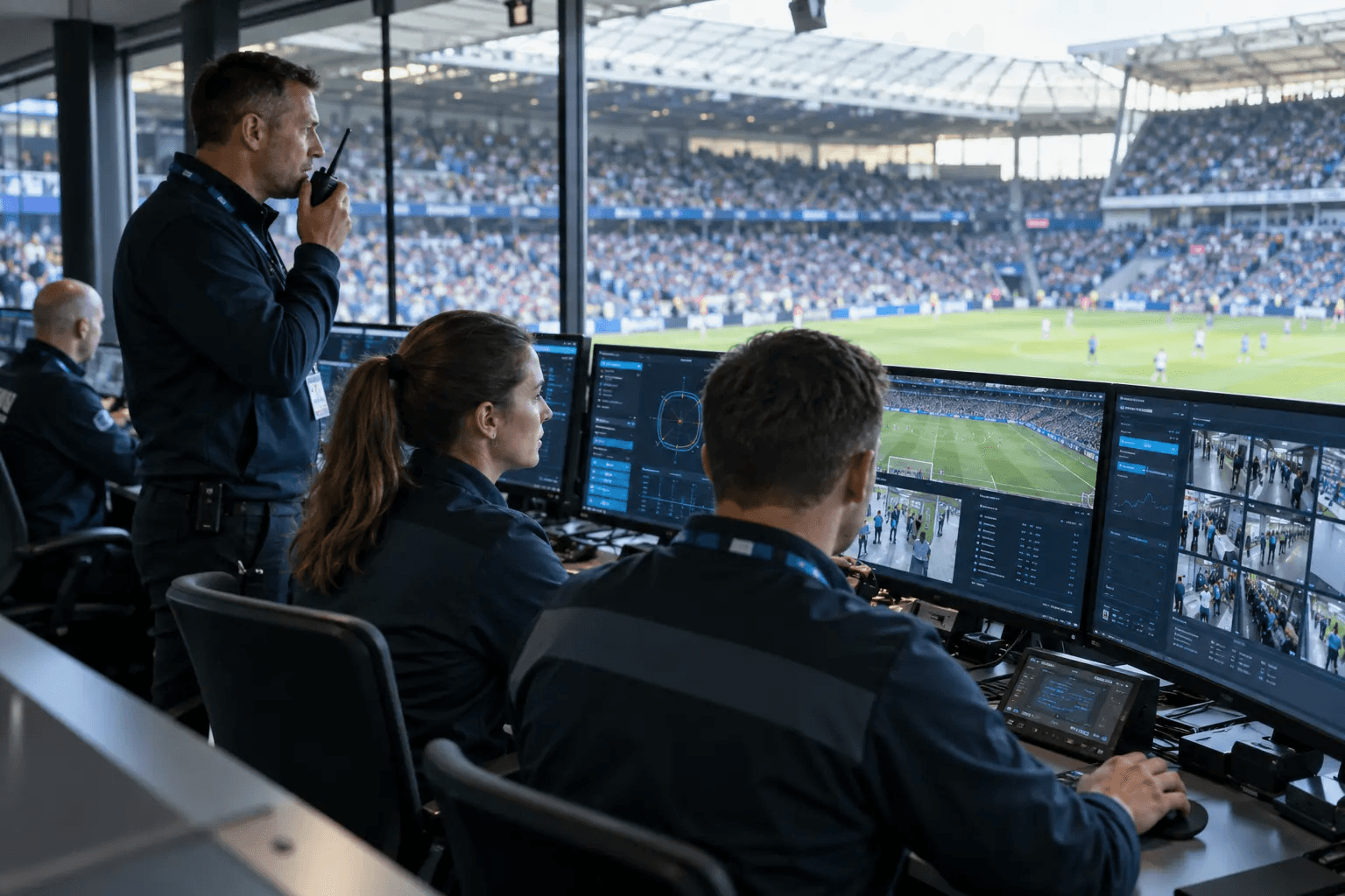 A stadium technology specialist supporting venue operations during a live event